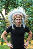 PRICE REDUCED Y30 Medium Olive- Brown Headdress, native american Style warbonnet