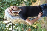 PRICE REDUCED Z26 Indian  Olive GreenExtra Large  Feather Headdress  (43 inch long )