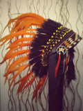 X16 Short Orange Sunset Feather Headdress. Perfect For Halloween!!