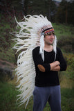 N93- Extra Large White  Feather Headdress (43  inch long )/ war bonnet.