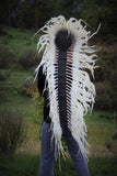 PRICE REDUCED N93- Extra Large White  Feather Headdress (43  inch long )/ war bonnet.