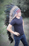 PRICE REDUCED . N92- Extra Large Natural color Feather Headdress (43 inch long )/ war bonnet.