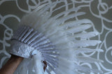K13 From 5-8 years Kid / Child's: Long  white swan feather Headdress 21 inch. – 53,34 cm.