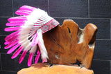X32 FLUOR COLLECTION: Pink Warbonnet .Native American Style Feather Headdress