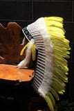 PRICE REDUCED Y32 Medium  Yellow  Feather Headdress / Native American Style Warbonnet (36  inch long ).