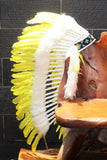 PRICE REDUCED Y32 Medium  Yellow  Feather Headdress / Native American Style Warbonnet (36  inch long ).