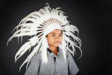 K11 From 5-8 years Kid / Child's: white rooster feather Headdress 21 inch. – 53,34 cm.