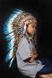K15 From 5-8 years Kid / Child's: Long blue swan feather Headdress 21 inch. – 53,34 cm.