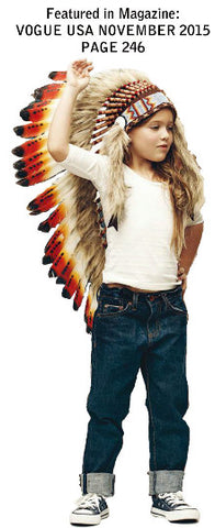 N13- From 5-8 years Kid / Child's: Long three colors red swan feather Headdress 21 inch. – 53,34 cm.
