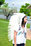 PRICE REDUCED N81- Medium White Feather Headdress / Standard size 23 inch head circumference