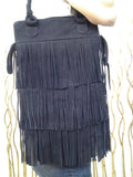 PRIX RÉDUIT!! Sac en cuir suédé noir Texas Fringe / Boho Chic