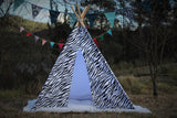 tipi / tepee / tipi / teepee Tent Zebra . Playtent. POLES NOT INCLUDED.