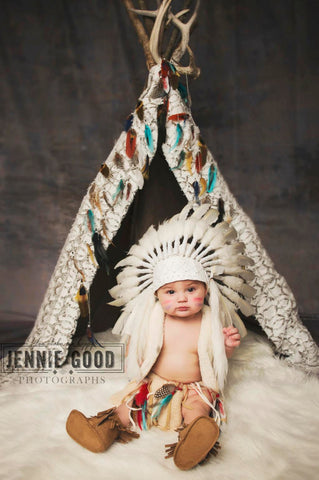 PRICE REDUCED - N02- For 9 to 18 month Toddler / Baby : White Headdress for the little ones !