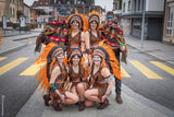 Y10 Medium  Orange  Feather Headdress (36  inch long )/ war bonnet.
