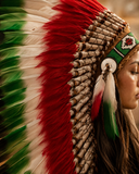 Green White and Red Feather Headdress for Mexican Celebrations, Parades and Photoshoots