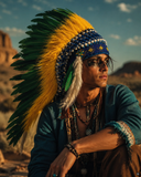 Brazilian Inspired Feather Headdress – Green, Yellow and Blue Statement Piece