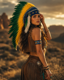 Brazilian Inspired Feather Headdress – Green, Yellow and Blue Statement Piece
