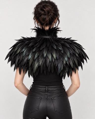 Raven Feather Cape – Gothic Shoulder Collar