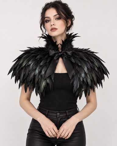 Raven Feather Cape – Gothic Shoulder Collar