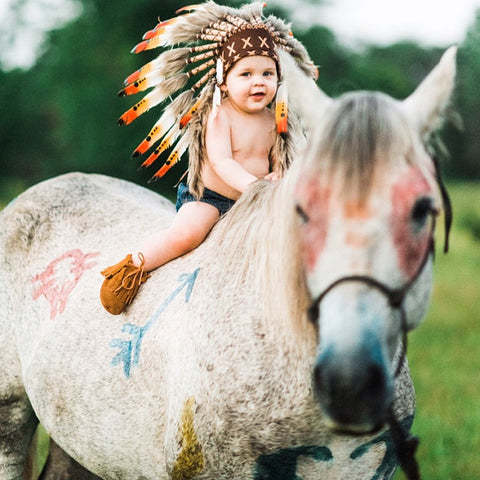 N01- For 9 to 18 month Toddler / Baby: three colors  Native American Style Indian Headdress for the little ones !