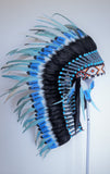 Y110 Medium Indian Double Feather blue Headdress (36 inch long )