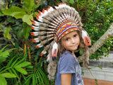 For Children: three colors brown Feather Headdress From 5 - 8 years old