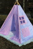 Teepee Tent Pink Circles.  4 POLES INCLUDED
