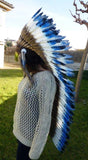 Z98 Extra Large Blue Feather Headdress (43 inch long ).