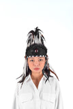 Coiffe indienne en plumes, d'inspiration amérindienne. Bonnet de guerre, bandeau. Chapeau Noir&amp;Blanc