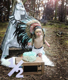 PRICE REDUCED - N03- For 9 to 18 month Toddler / Baby: TurquoiseFeather Headdress for the little ones !