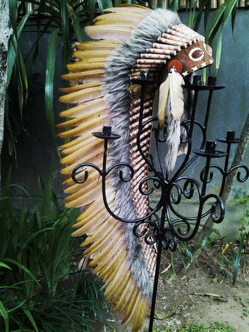 Z01 Price Reduced!! Extra Large Light Brown Feather Headdress (43 inch long )