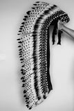 PRICE REDUCED Z04 Extra Large Black and white Feather Headdress (43 inch long ). Native American Style. Warbonnet