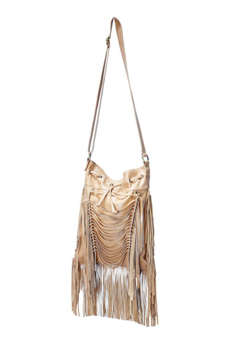 PRIX RÉDUIT!! Sac à franges en cuir Boho, coloris Camel