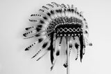 K42 For Kid / Children: From 5-8  years black and white Chief indian Feather Headdress / native american Style 22 inch., 56 cm