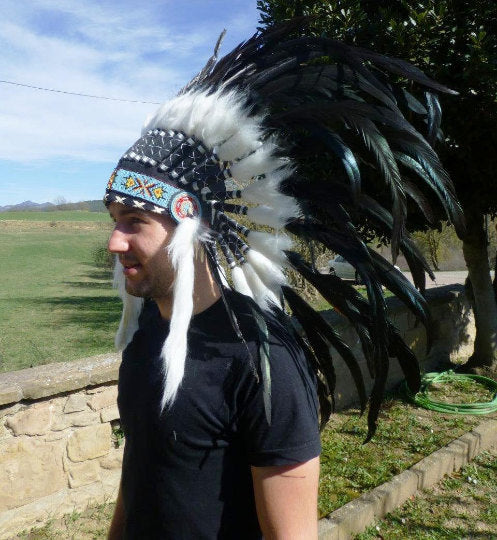 X24 Stunning Indian Feather Headdress Natural color