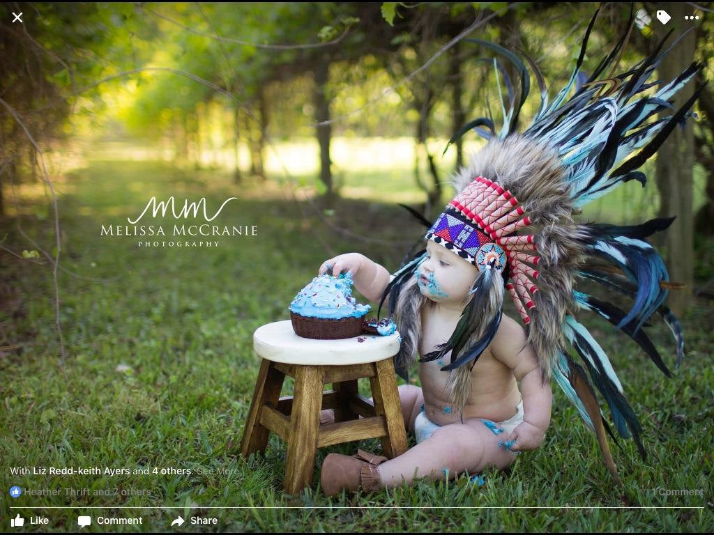 PRICE REDUCED - N03- For 9 to 18 month Toddler / Baby: TurquoiseFeather Headdress for the little ones !