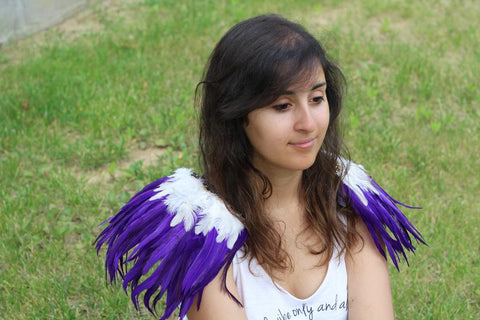 Shoulder Wings feathers: purple  and white