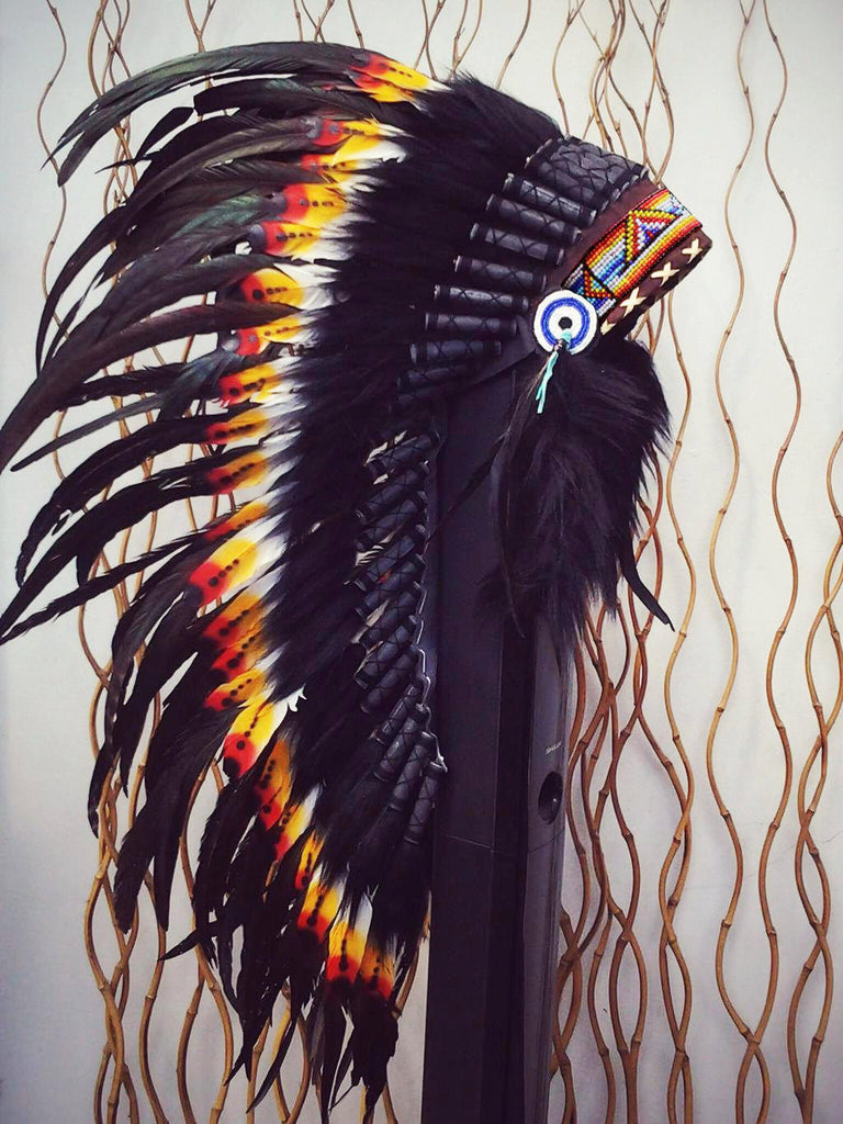 PRICE REDUCED Y11 Medium Indian Double Feather Headdress (36 inch long )