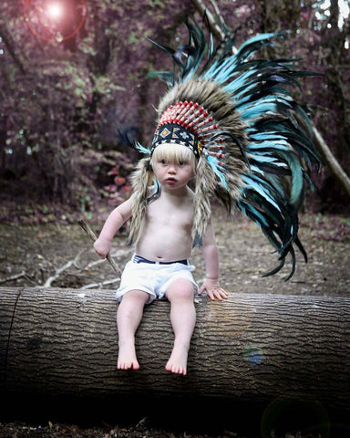 PRECIO REDUCIDO - N03- Para niños pequeños de 9 a 18 meses: ¡Tocado de plumas turquesa para los más pequeños!
