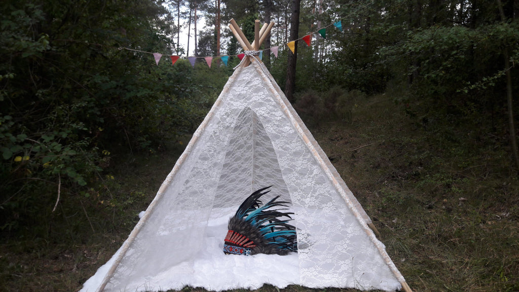 Big Teepee Tent White Lacy . Tipi Tent. POLES NOT INCLUDED.