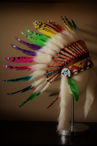 K17 De 5 a 8 años Infantil / Infantil: Tocado de plumas de cisne arcoíris de 21 pulgadas. – 53,34cm.