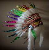K17 From 5-8 years Kid / Child's: Rainbow swan feather Headdress 21 inch. – 53,34 cm.
