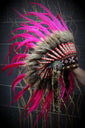K19- For Children From 5 - 8 years: Indian full Pink Indian Feather headdress / Chief warbonnet