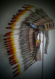 PRIX RÉDUIT Coiffure en plumes indiennes moyennes trois couleurs, coiffure en plumes avec cornes (36 pouces de long)