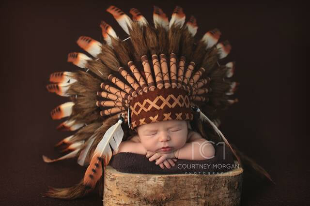 PRICE REDUCED - K03 For 0 to 9 months  Baby / Newborn : Brown Headdress for the little ones !