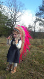 K10- From 2-5 years Kid / Child's: Pink Indian Headdress 20,5 inch. – 52 cm