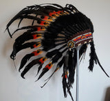 X14 Coiffe en plumes de style indien trois couleurs / bonnet de guerre double plume (30 pouces / 75 cm)
