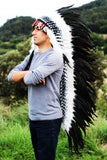 PRICE REDUCED N91-Extra Large Natural colour  Feather Headdress (43  inch long )/ war bonnet