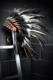 X01  White and black Feather Headdress / Warbonnet.Native American Style