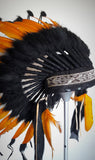 X56 -  Orange and black Chief indian Feather Headdress .